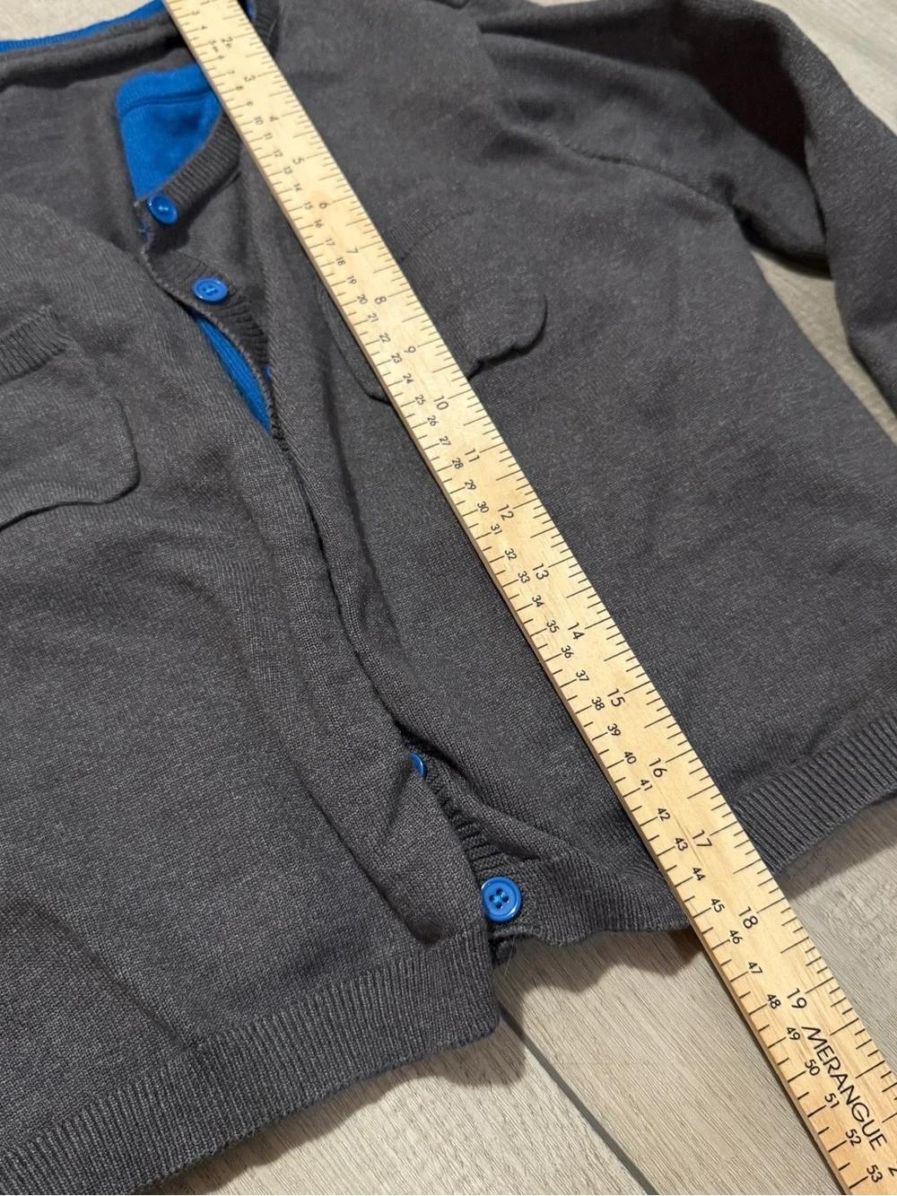 Womens Gray Double Layer Knit Cardigan Button Front Long Sleeve Sweater M Preepy - Picture 6 of 7